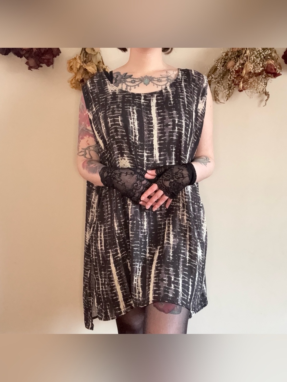 Boho Dantelle Black and White Abstract Top/Dress 🖤🤍